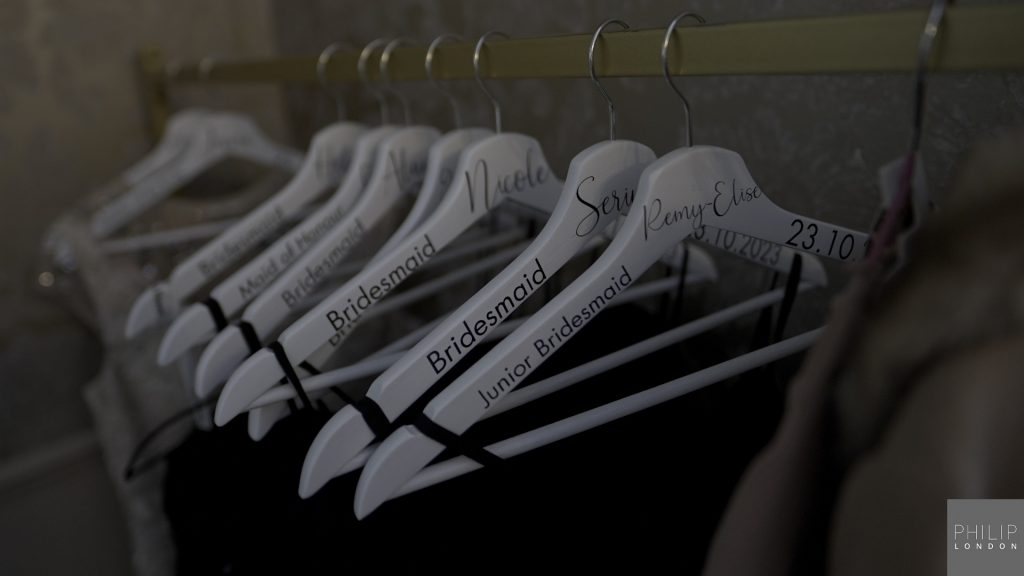 Custom wedding hangers.